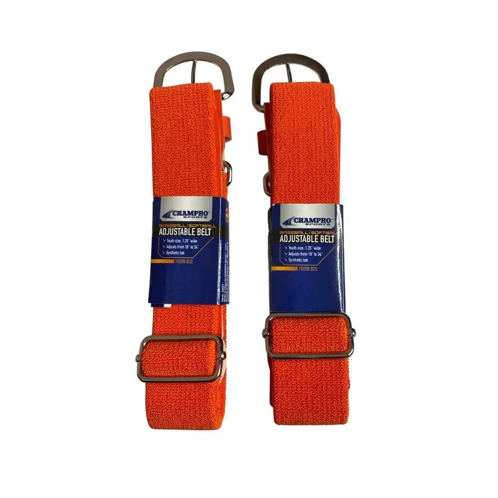 2 Pack Champro Youth Baseball Softball Adjustable Belt Orange 18